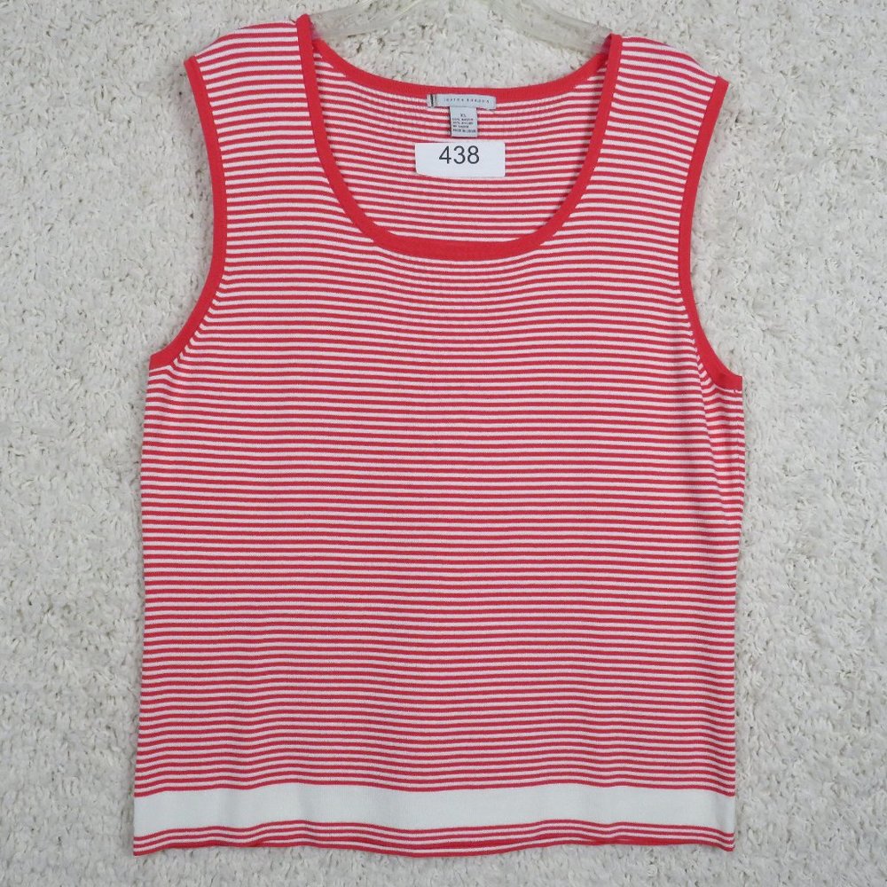 Lauren Hansen* Women's Sleeveless Ballet Neckline Collarless Blouse~‎ Size XL